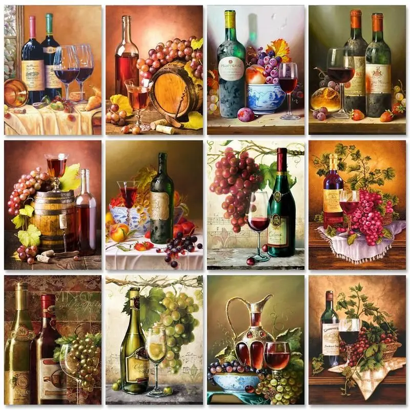 RUOPOTY Wine Painting By Numbers 40x50cm kit Still Life Landscape Coloring By Numbers idee fai da te Wall Art Picture For Home Decor