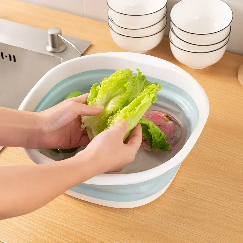 Portable Wash Basins Plastic Folding Basins Dorm Room Essentials Foldable Bucket Basin Wash Basin Bathroom Kitchen Accessories