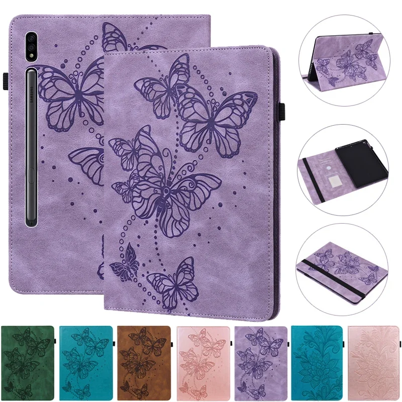 

For Samsung Tab S9 S8 S7 Case Cute Flower Butterfly Embossed for Galaxy Tab S8 S9 Cover 11inch for Samsung Galaxy S9 Tablet Case