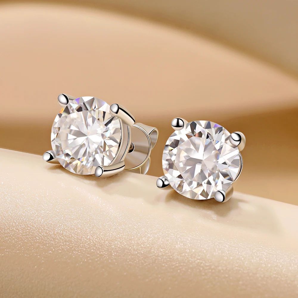 

LinkerLove 0.5/1/2/6ct Moissanite Stud Earrings S925 Sterling Silver for Women Gold Plated Diamond Earrings Party Trendy Jewelry