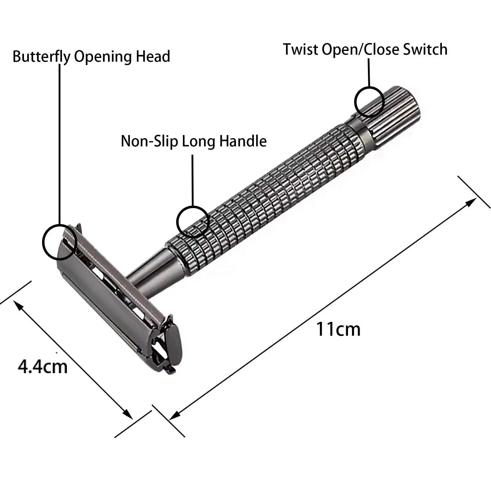 Butterfly Double Edge Razor with 10 Premium Blades, Metal Classic Manual Single Blade Safety Razor ,  Safe Quick to Change Blade