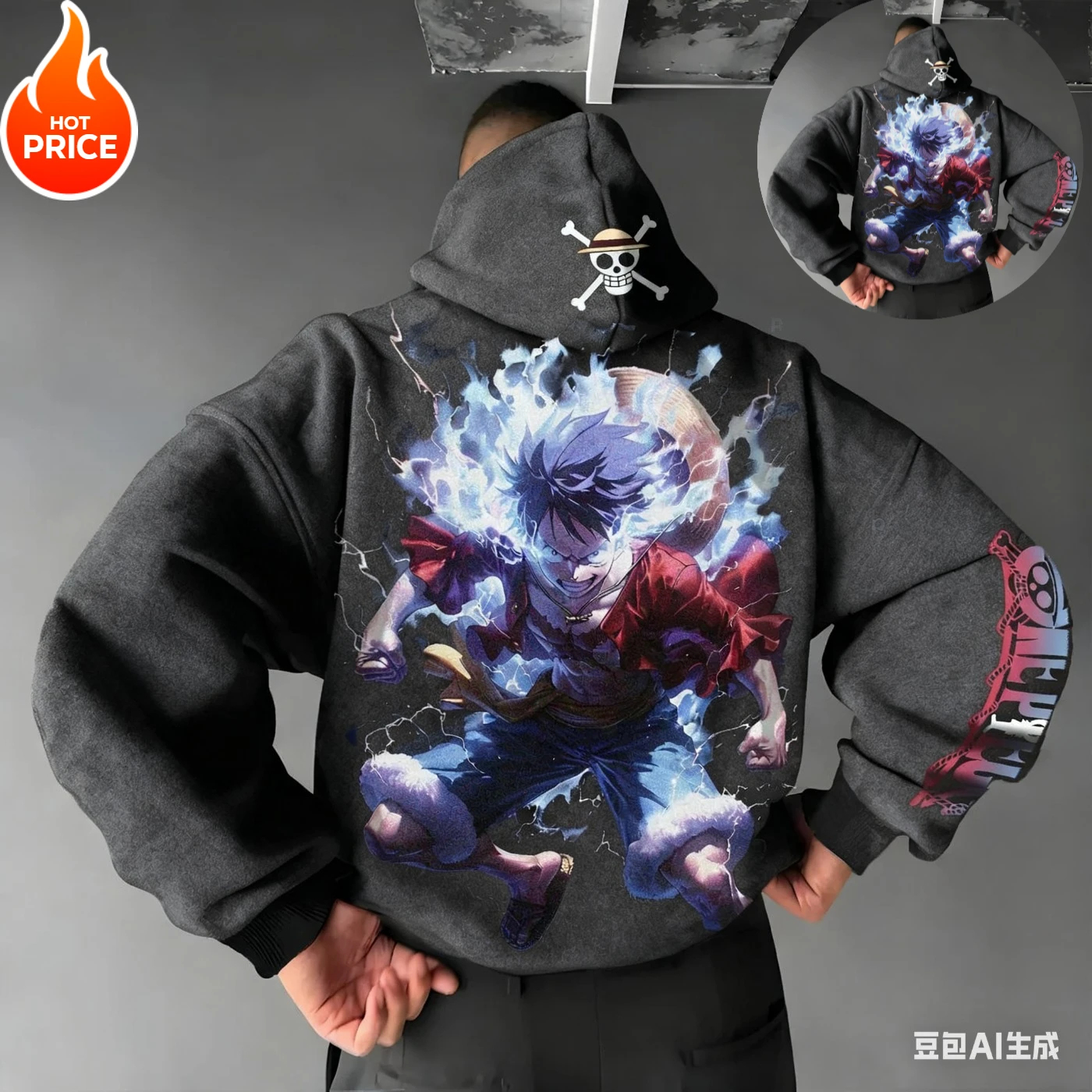 قطعة واحدة لوفي هاراجوكو 2025 جديد الشتاء الرجال هوديي الشارع خمر المرأة المتضخم مقنعين البلوز كم طويل للجنسين Y2K #4