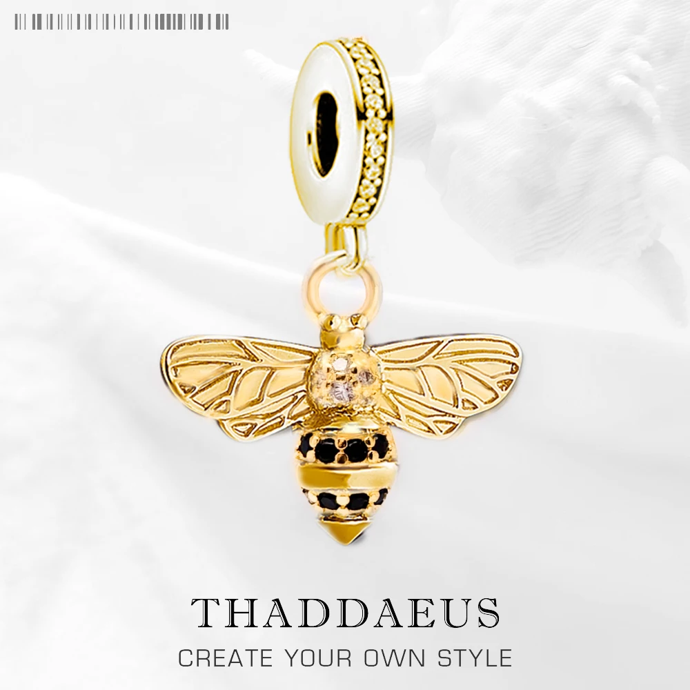 

Стерлингового Серебра 925, милые золотые подвески в виде пчелы с животными, подвески для женщин и мужчин, ювелирные изделия
