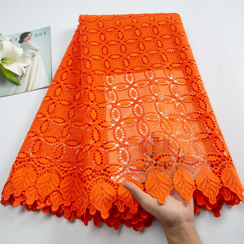 여성용 아프리카 나이지리아 코드 귀푸르 레이스 원단, 고품질 프랑스 수용성 레이스 스팽글 원단, 파티 드레스, 2023