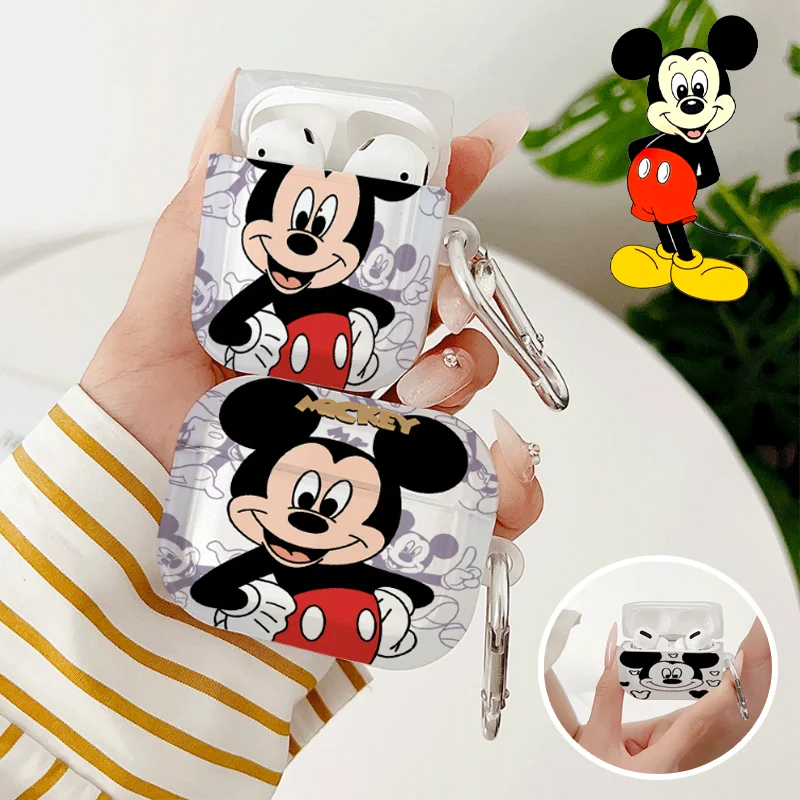 ديزني ميكي حقيبة سماعة الاذن ل Airpods 1/2 3 4 برو الكرتون بولي TPU سماعة لاسلكية تعمل بالبلوتوث للصدمات الغطاء الواقي مع هوك الهدايا