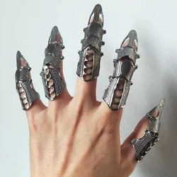 1pc Punk Exaggerated Claw Ring European Personalized Metal Joint Bendable Nail Rings for Women Men Armor Knuckle Jewelry Gift