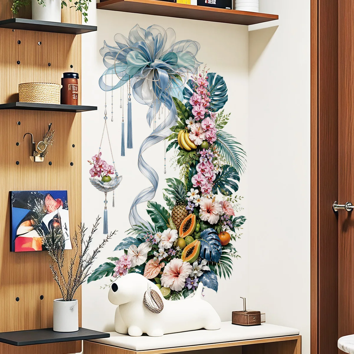Turtle Back Bamboo Leaves Wall Sticker Removable Self‑Adhesive Nature Plant Wall Decal for Background Living Room Home Decor