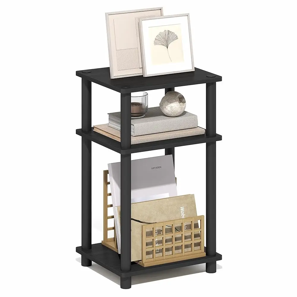 Turn-N-Tube Side Table, 3-Tier End Table with Open Shelf, Toolless Assembly Night Stand, Bedside Table, for Living Room,
