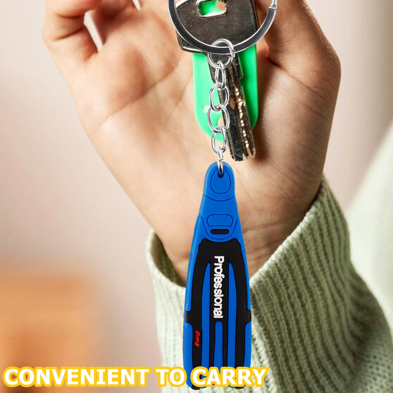 

Diving Fin Keychain Rings Zipper Pull Pendant Keyrings Decorative Blue Backpack Souvenir