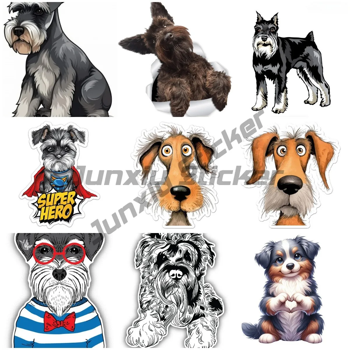 Schnauzer Dog Car Sticker Air Conditioner Vinyl Self-adhesive Decal Scratch Proof Windshield Graphics PVC Decorative Decal