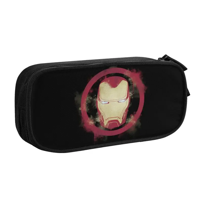 Custom Iron Man Painted Pencil Case for Girl Boy Big Capacity Pen Box Bag School Supplies