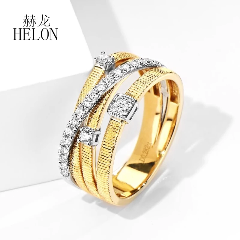 Solid 14K Yellow Gold H/SI Round Cut Natural Diamond Ring For Women Vintage Fine Jewelry Handcrafted Elegant Style Luxurious