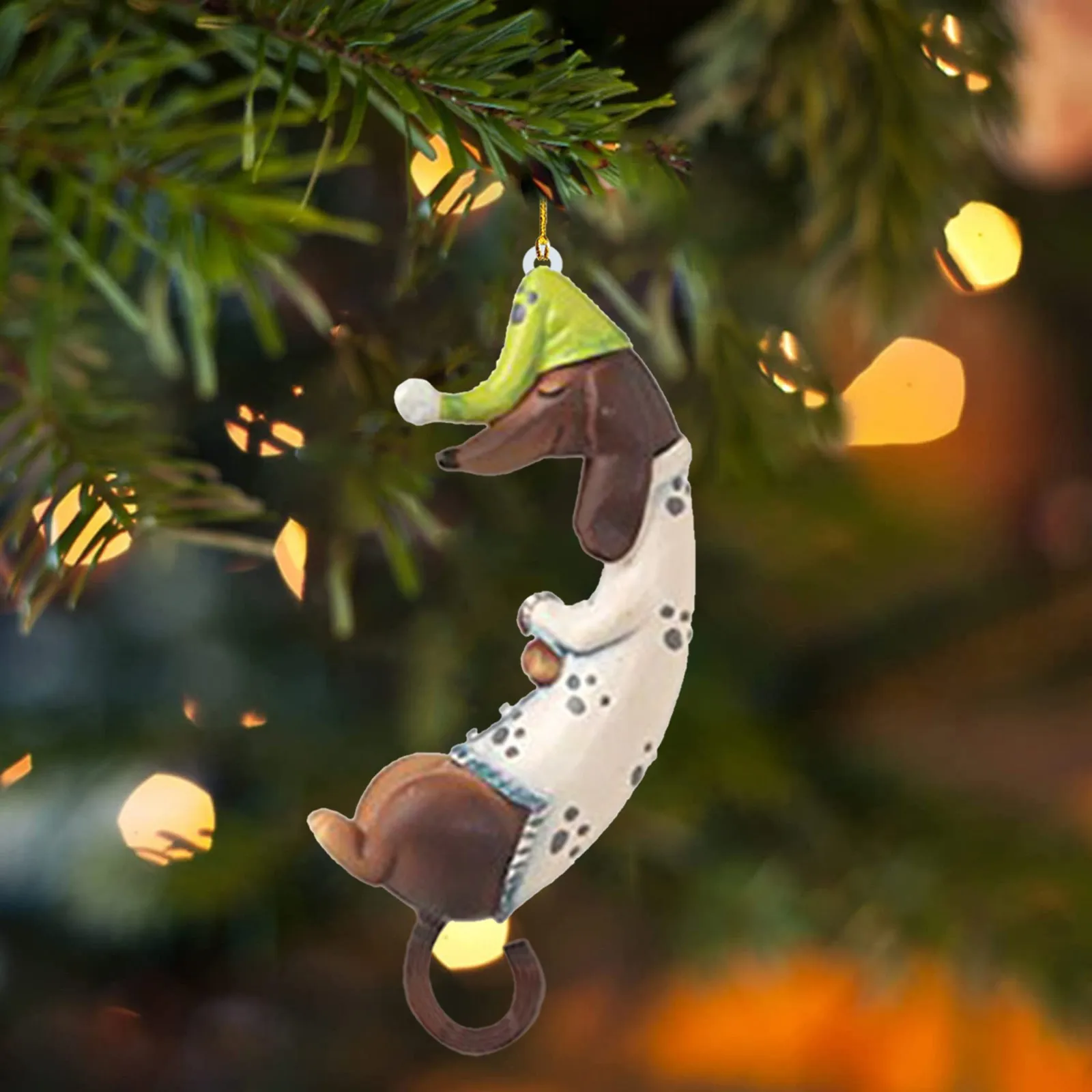 Christmas Tree Ornament Funny Dachshund Dog Pendant Decorative Xmas Tree Hanging Ornament New Year Holiday Party Supplies Gift