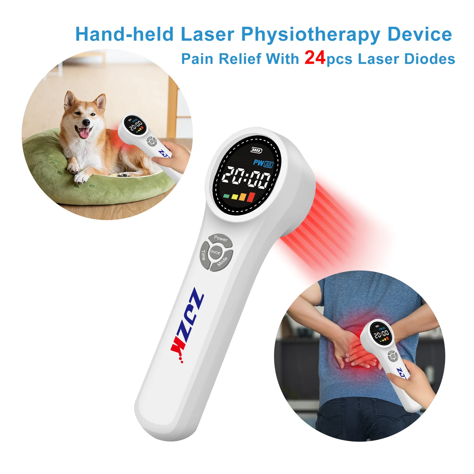 ZJZK 1760mW Animal Laser Therapy 810nmx4diodes+980nmx4diodes Red Light Laser LLLT Therapy For Tinneri Wound Injuries tendonitis