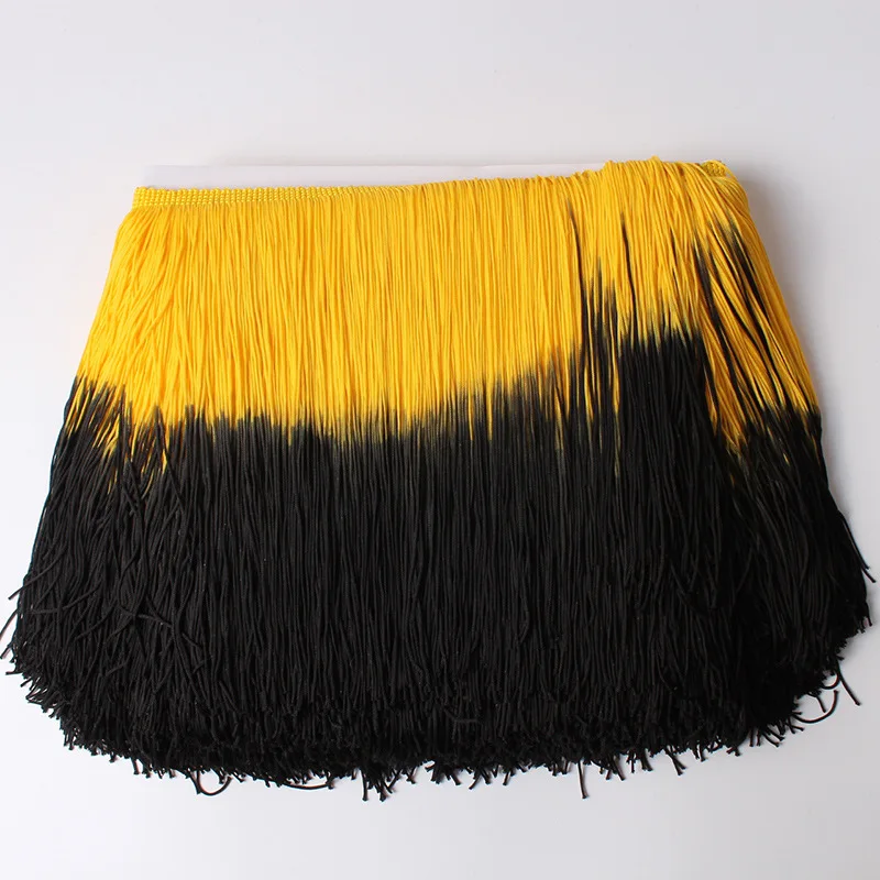 10 yards Two-color Gradient Nylon Fringe Trim Tassel Polyester Lace for Sewing Clothes Dress Curtain DIY Accessories 20cm Wide