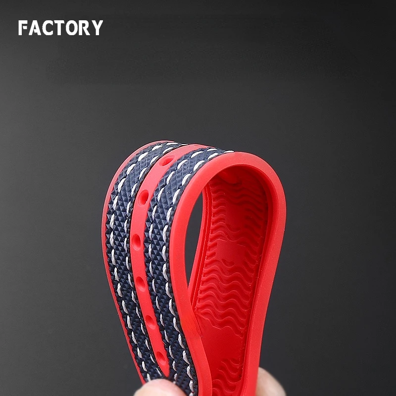 Extremo curvo 20m 22mm para Omega 300 SEAMASTER 600 PLANET OCEAN correa de nailon de silicona hebilla plegable accesorios de pulsera de reloj