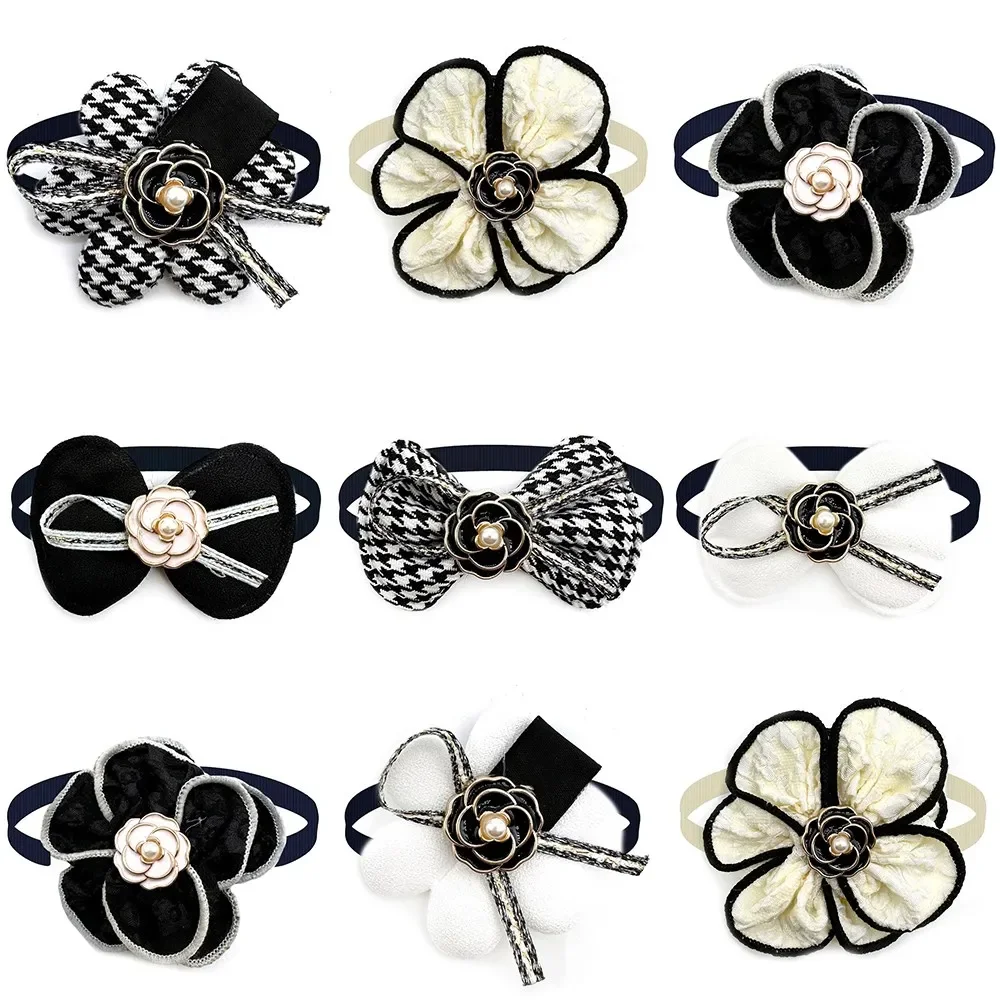 50pcs Pet Dog Bow Ties Flowers Style Small Dog Bowties Collar Doggy Neckties Dog Grooming Bows Pet Accessories