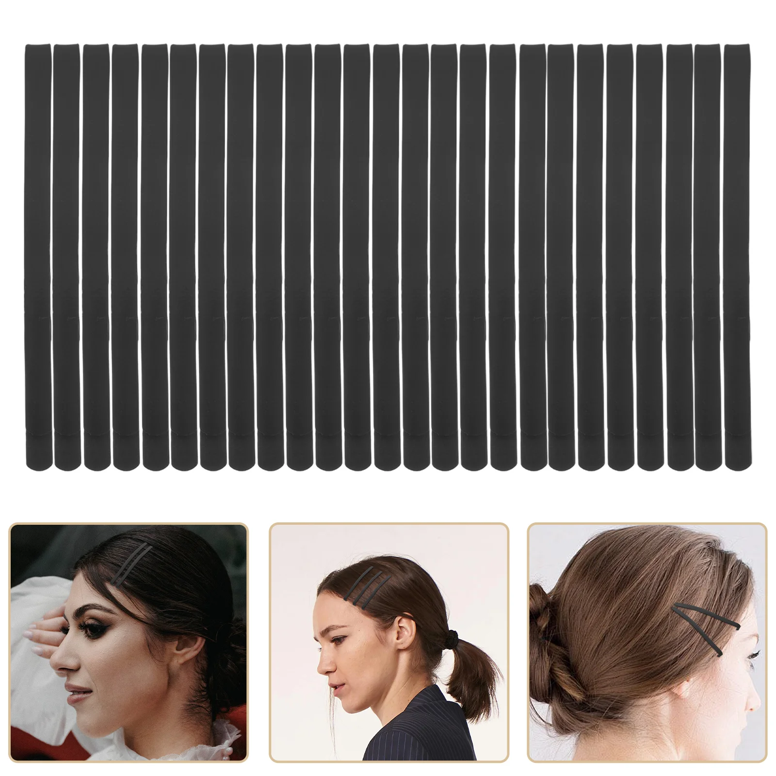 

50 Pcs Side Clip Hair Clips Black Bobby Pin Metal DIY Slides Blank Barrettes for Styling Grips