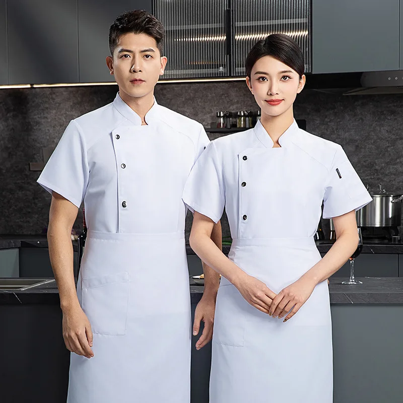 Uniforme de travail de Chef à manches courtes, cantine de Restaurant, vêtements de travail fins d'été, Restaurant occidental, Steakhouse, haut unisexe pour employé