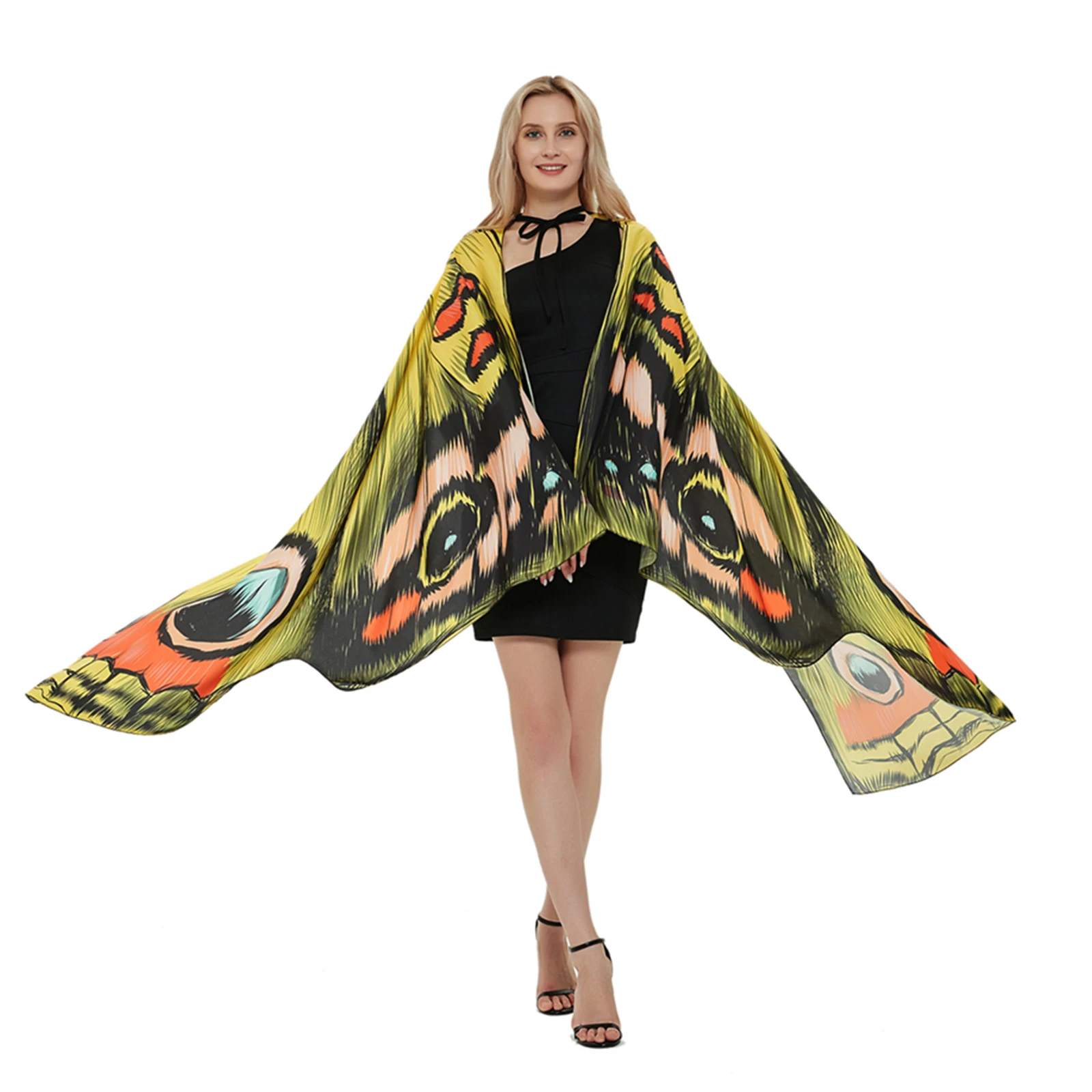 Capa de mariposa de Halloween para mujer, correas de mano ajustables coloridas, capa de alas de mariposa para fiesta festiva de Cosplay