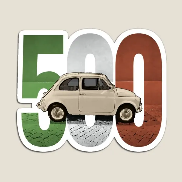 Pegatinas magnéticas clásicas de Fiat 500 para el hogar, adhesivos de juguete para refrigerador, decoración divertida para niños, soporte colorido