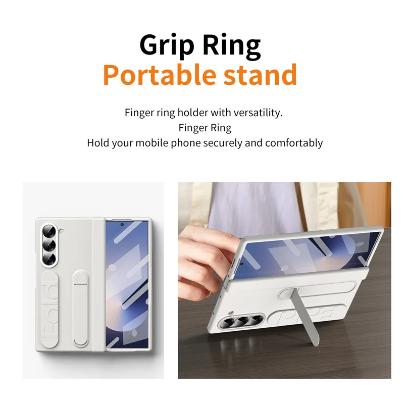 Wristband Holder Hinge Phone Case For Samsung Galaxy Z Fold 6 5 4 3 With Pen Slot & S Pen Screen Protector Film Protective Cover