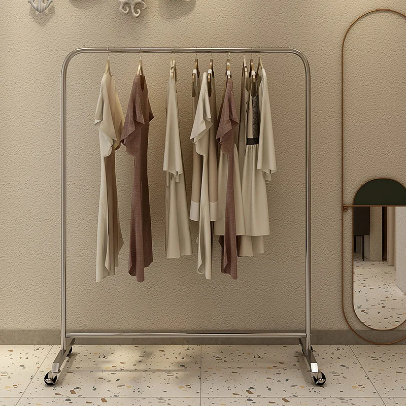 Stainless steel clothing store display rack floor-to-ceiling wall display special women's clothing hanger