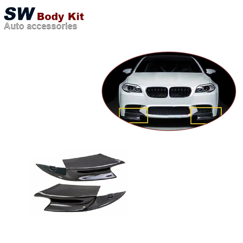 

2pcs Carbon Fiber Front Bumper Protector for BMW 5 Series F10 F18 M5 2011-2016 Front Bumper Separator Lip Fin Canard Body Kit