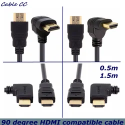 0.5/1.5M HDMI TO HDMI Cable MALE HD /Left/Right UP Down 90 Degree Angle High Speed 1080 90 V1.4 Extension Cable For PS4 TV Camer