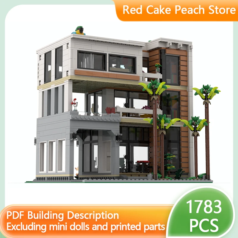 Street View Model MOC Building Bricks Modern Residential Swimming Pool Modular Technolog Gift Holiday Assemble Children Toy Suit