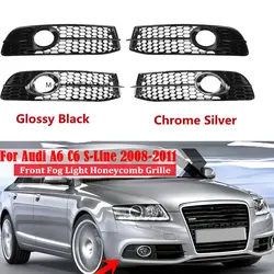 Front Grille For Audi A6 C6 S-line S-Facelifted 2008-2011 Front Bumper Fog Light Lamp Grille Cover Honeycomb 4F0807681Q01C