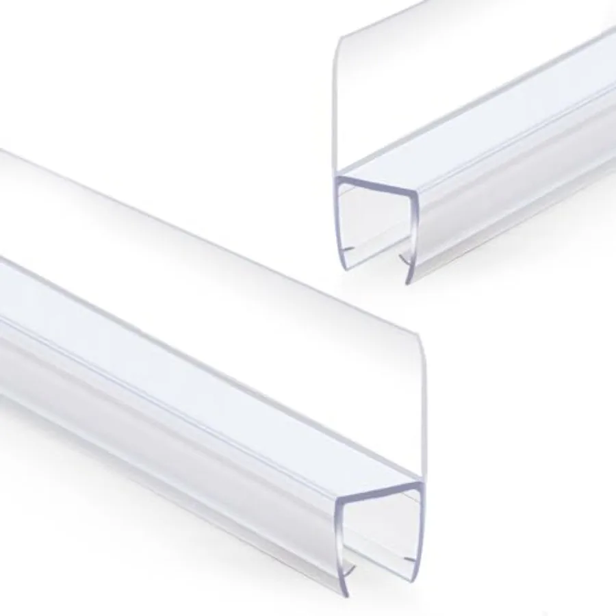

Shower Glass Door Side Seal, 2PCS 78 Inch Ultra Clear PVC Seal Strip, for 3/8" 10mm Thick Frameless Glass Door, to Stop Water L