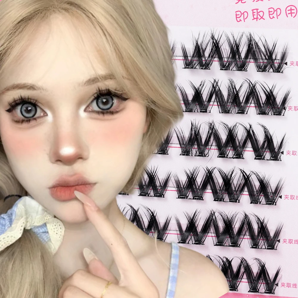 Faux Cils Individuels en Grappes, Doux, Naturels, Touffus, Optique, Segmenté, Outils d'Extension, Manga, Yeux, Cosplay, Maquillage, DIY