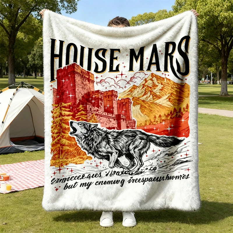 House Mars Red Rising Comfy Blanket for Fan, Red Rising Bookish Merch, Omnis Ver Lupus
