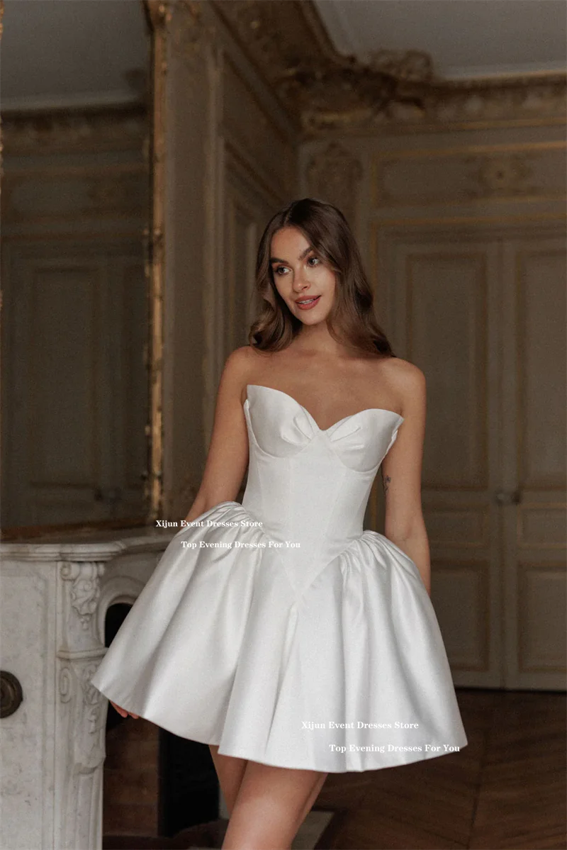 sachin and babi light blue dress Xijun Simple Ivory Short Wedding Dresses Satin Sweetheart A-Line Prom Gowns  Formal Occasion Birdal Gowns 2025 Women Customized