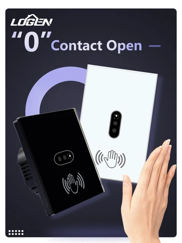 LOUYSGEN No necesita contacto IR interruptor de luz de pared Sensor de movimiento infrarrojo interruptor de Sensor de onda manual UE EE. UU. Panel de vidrio de 220V
