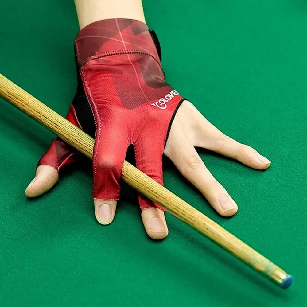 1 Stuks Linker Rechter Snooker Handschoen Elasticiteit Anti Slip Biljarthandschoen Drie Vingers Ademende Trainingshandschoen