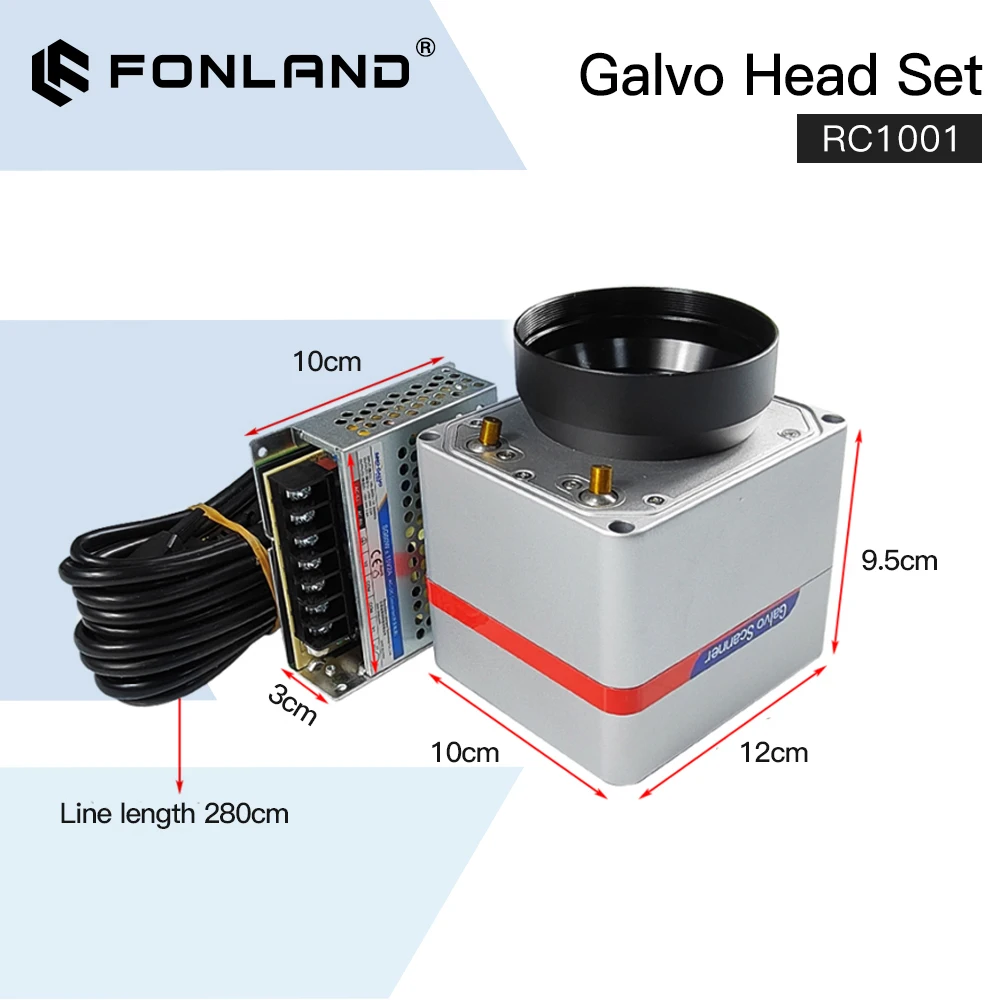 FONLAND RC1001 Fiber Laser Scanning Galvo Head Set 10.6um &1064nm & 355nm 10mm Galvanometer Scanner with Power Supply