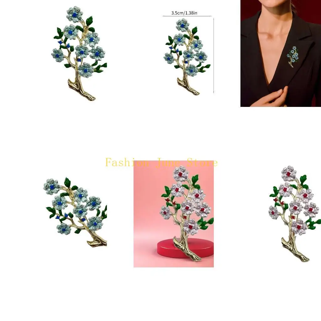 

N5KA Винтажная булавка с пионом ручной работы, украшенная эмалью и жемчугом в центре