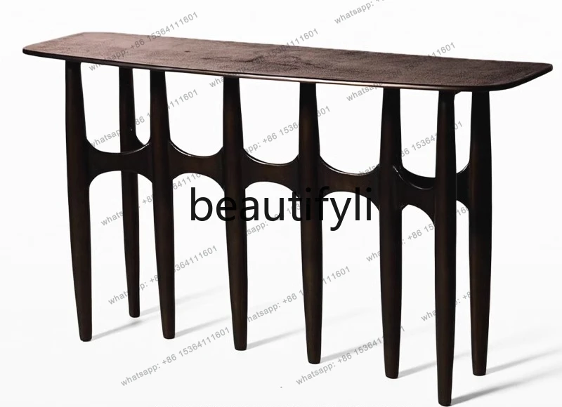 Nordic oak black open lacquer porch table Italian minimalist creative light luxury designer dining table