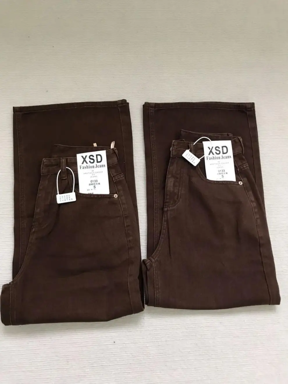 Damen Gerade Hose Herbst Hochgeschnittene Taschen-Weitbein-Hose Schlankmachende Damen-Studenten-Retro-Kaffee-Schmale Gerade Jeans – Detail 5
