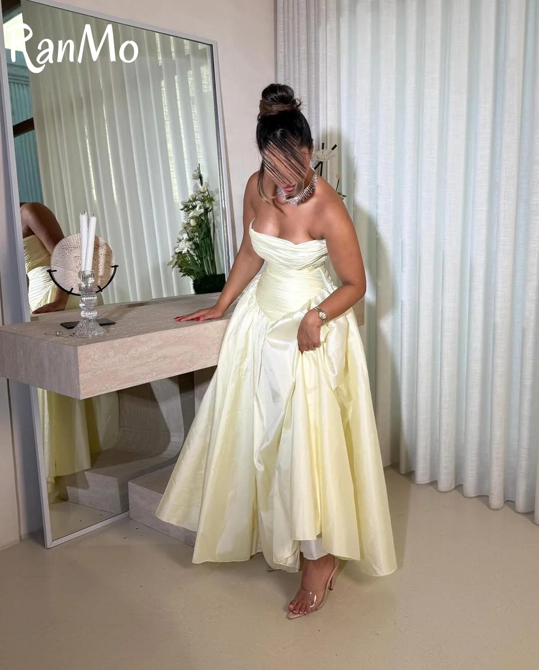 Ranmo 2025 personalizado requintado moda charmeuse plissado a linha sem alças vestidos longos sob medida ocasião mancha de alta qualidade