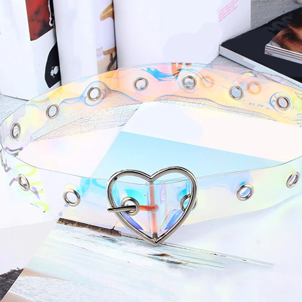 2 قطعة أحزمة النساء شفافة البلاستيك أحزمة الخصر لامعة موضة الحب شكل مشبك دائري السراويل الأنيقة اكسسوارات للاستخدام اليومي #6