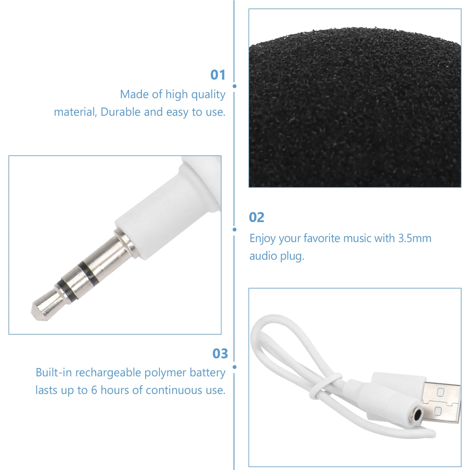 

Mini Speaker Blue 6*5*5Cm 3W Portable Plastic Loudspeaker For Smartphone 3 .5Mm Audio Dock 6H Playtime Sponge