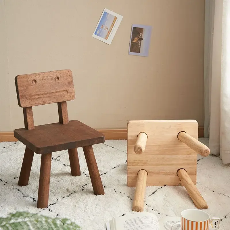 Solid Wood Cookie Stool Children Small Bench Changing Shoes Ottoman For Living Room Decor Mini Creative Chair Furniture Gift