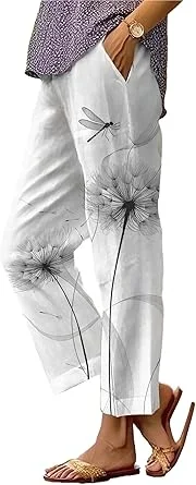 

Women's new breathable trousers, summer casual pocket cropped pants, comfortable and loose high-waisted versatile pants