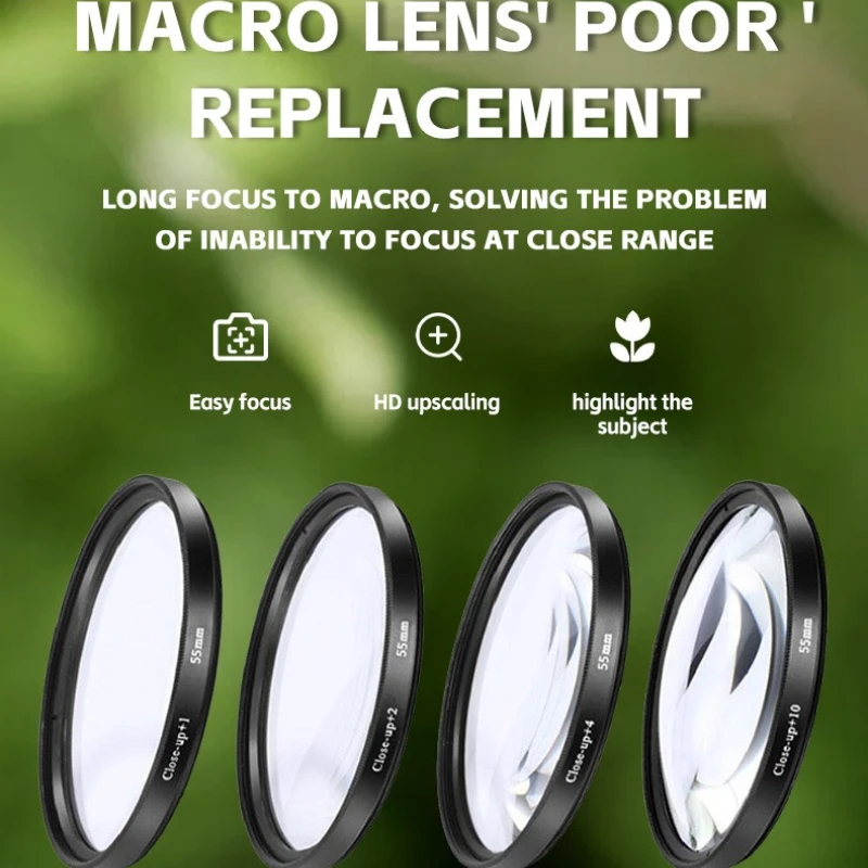 Close-up mirror 1 /2 /4 /10 four-piece set of 77mm SLR camera filter magnifying glass close-up tool macro mirror free nylon bag