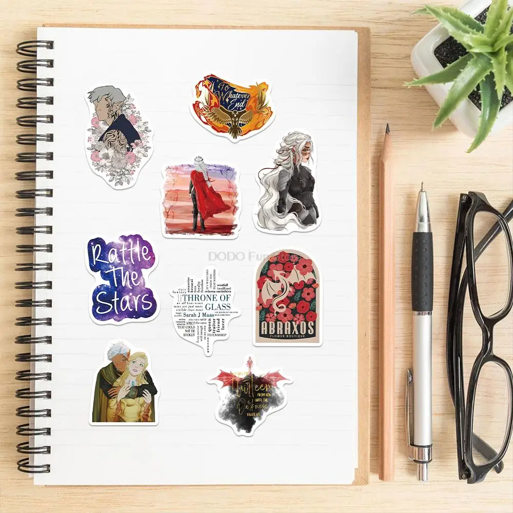 50PCS Throne of Glass Sticker Catroon Cute Decorative Book Guitar Luggage Cases Skateboards Desktop Books Gift Collection