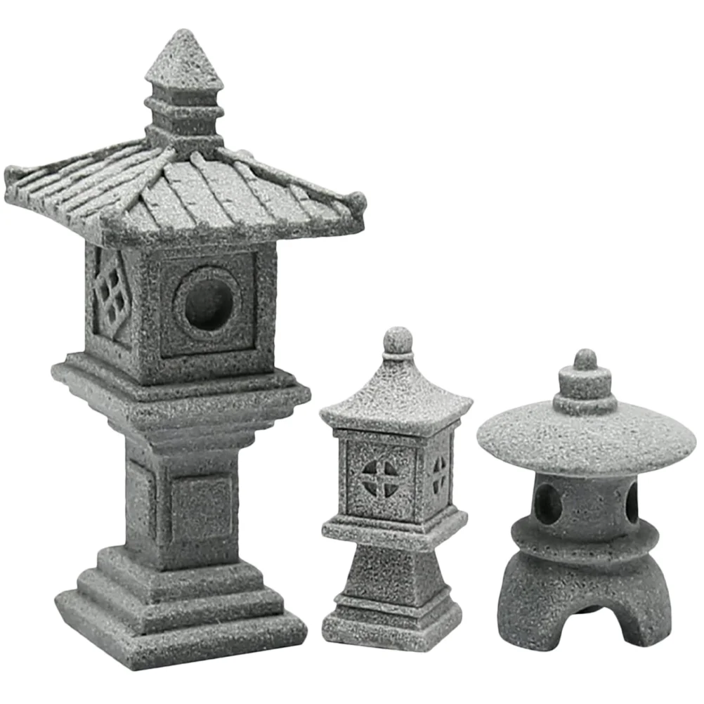 

Japanese Tower Light Decoration Pagoda Shape Ornament Statue Small Bonsai Stone Pavilion Adornments Zen Garden