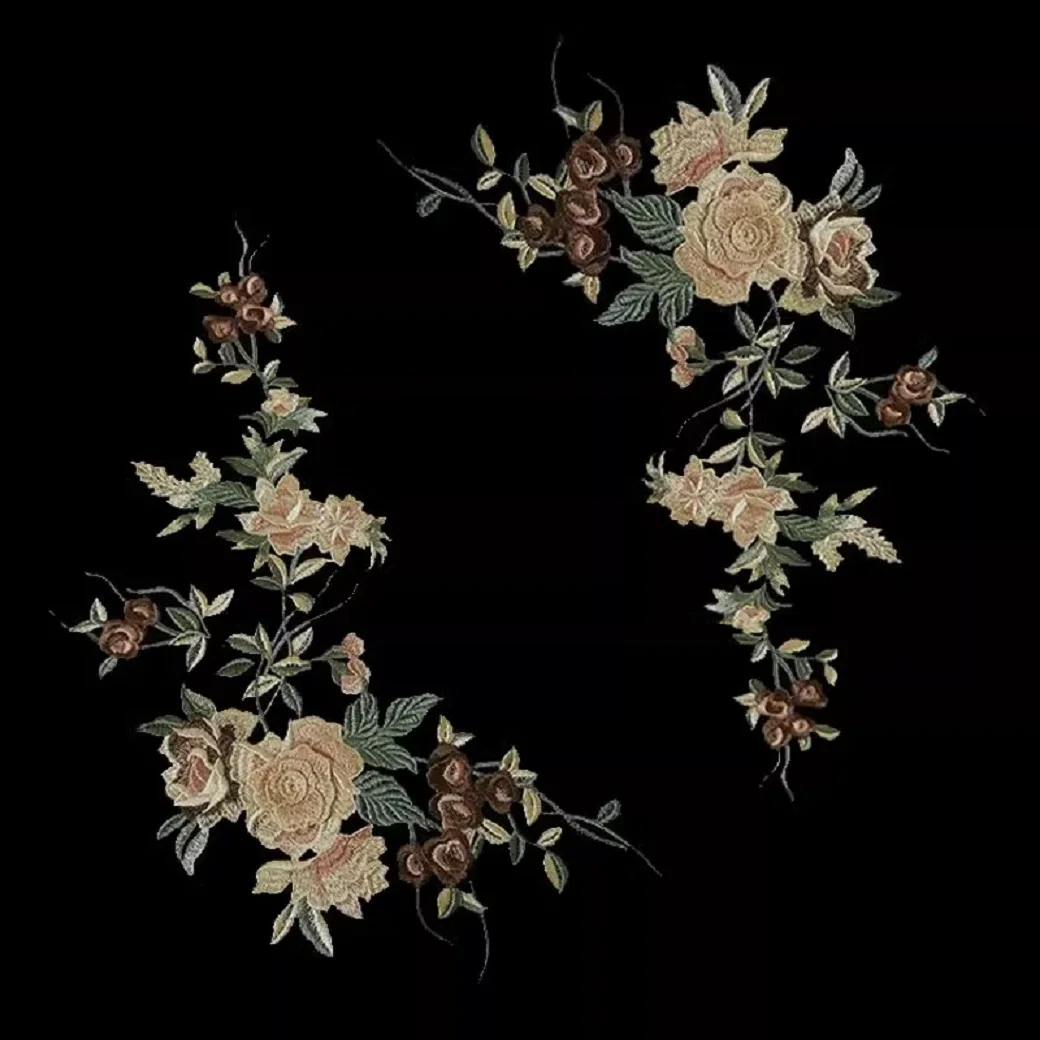 

Large embroidery flower pieces DIY cheongsam accessories 3D flower embroidery cloth stickers no glue sewing